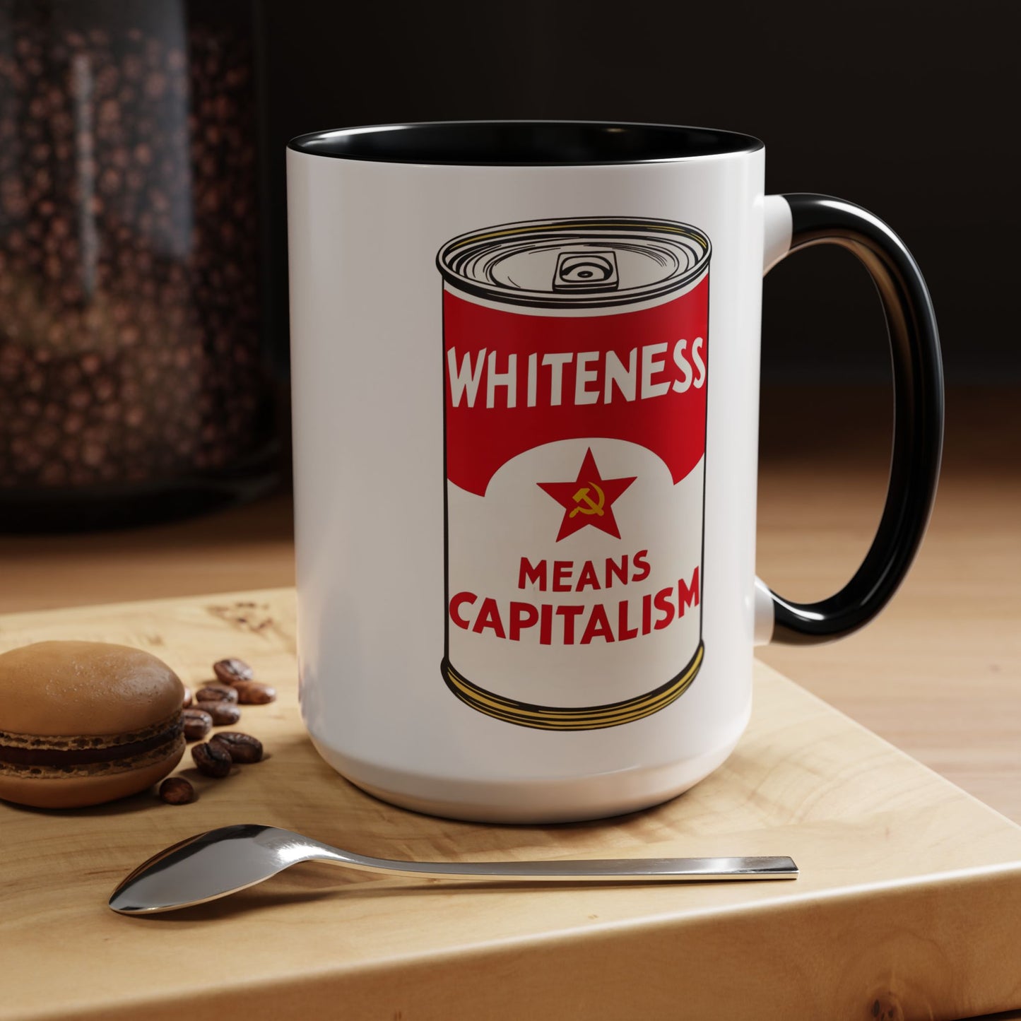 Whiteness Means Capitalism Soup Can Accent Coffee Mug (11 or 15oz)