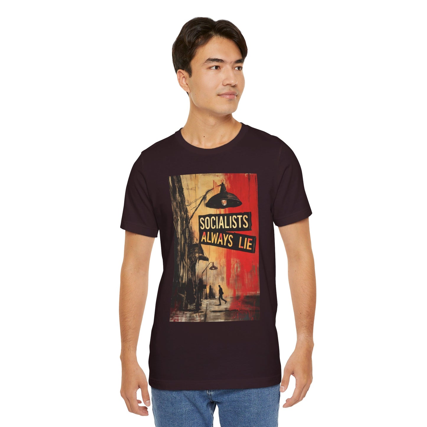 Socialists Always Lie - City Scene, Unisex Jersey Short Sleeve Tee