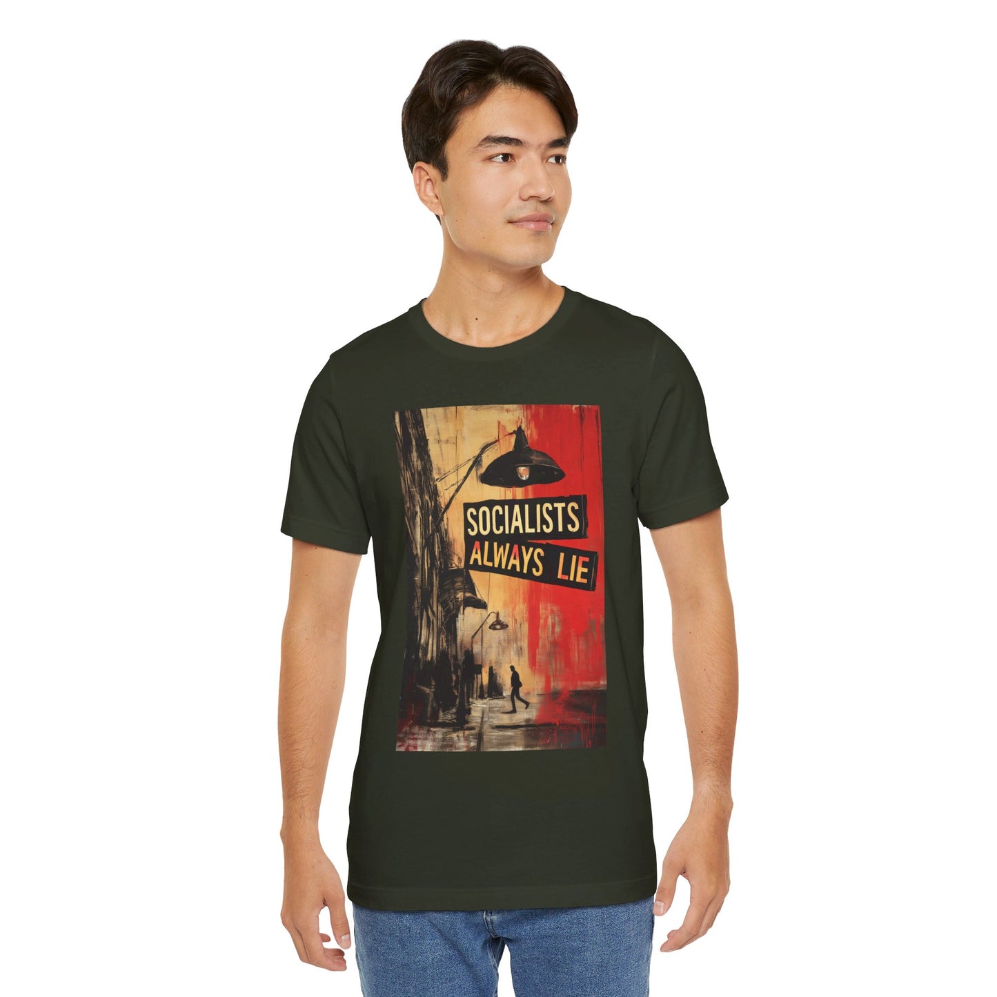 Socialists Always Lie - City Scene, Unisex Jersey Short Sleeve Tee