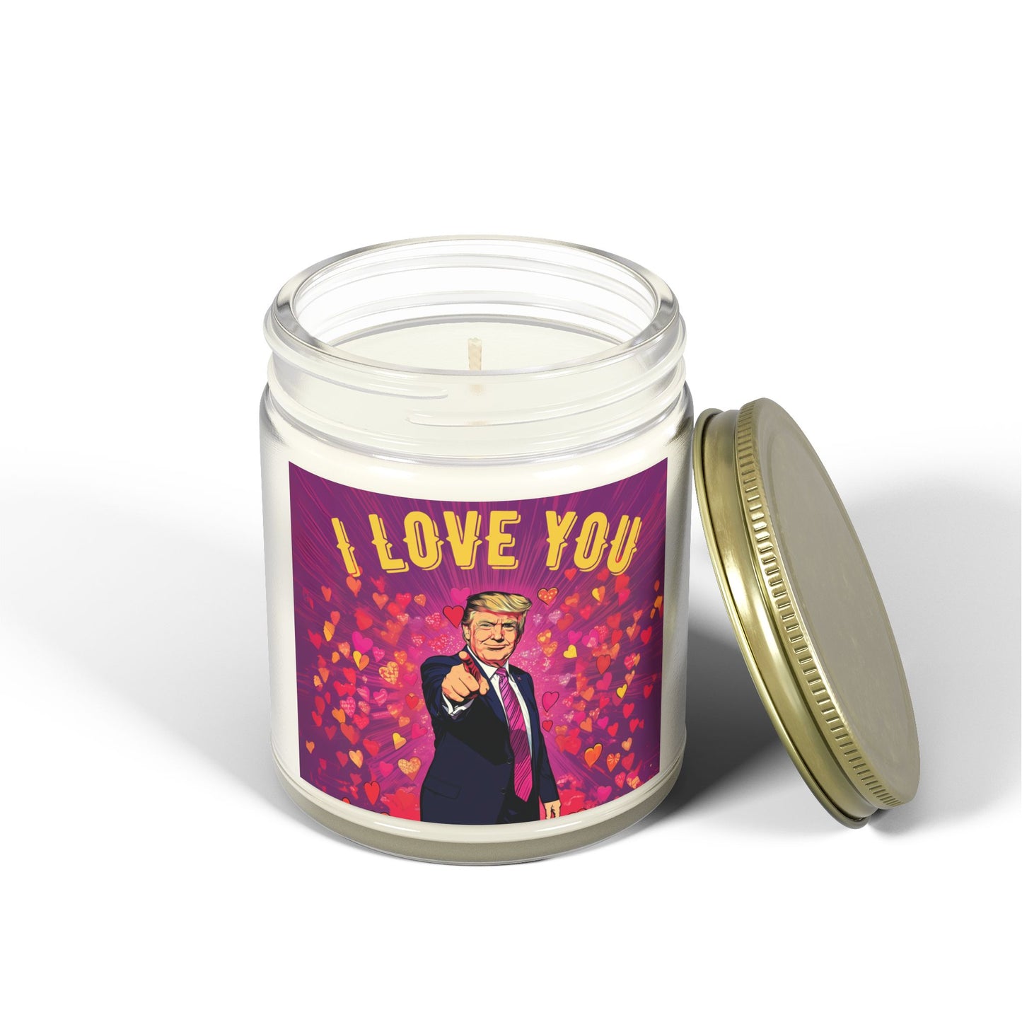 Donald Trump 'I Love You' Valentine's Day Scented Candles, Coconut Apricot Wax (4oz, 9oz)