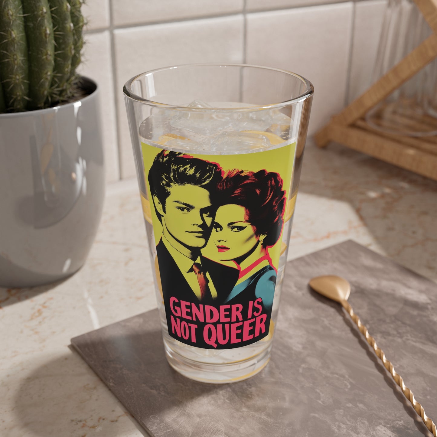 Gender is Not Queer Pint Glass, 16oz