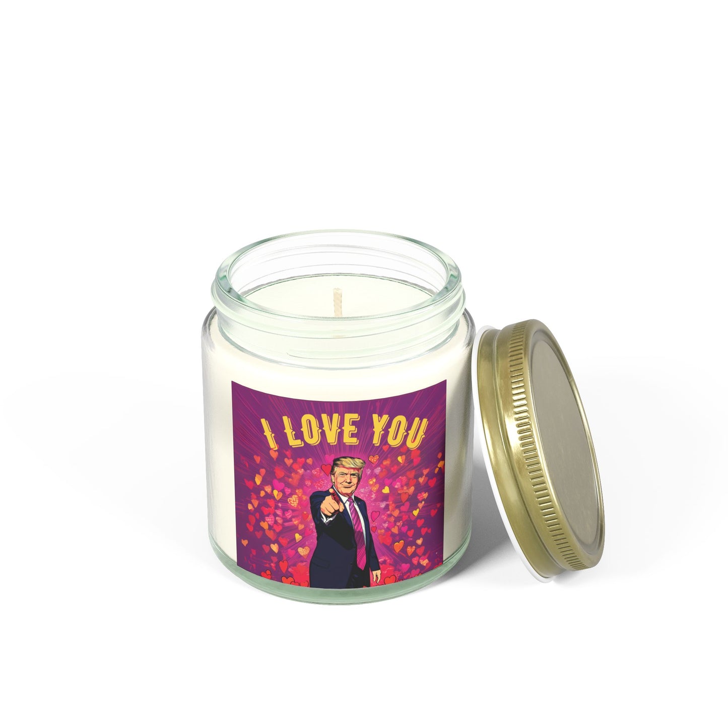 Donald Trump 'I Love You' Valentine's Day Scented Candles, Coconut Apricot Wax (4oz, 9oz)