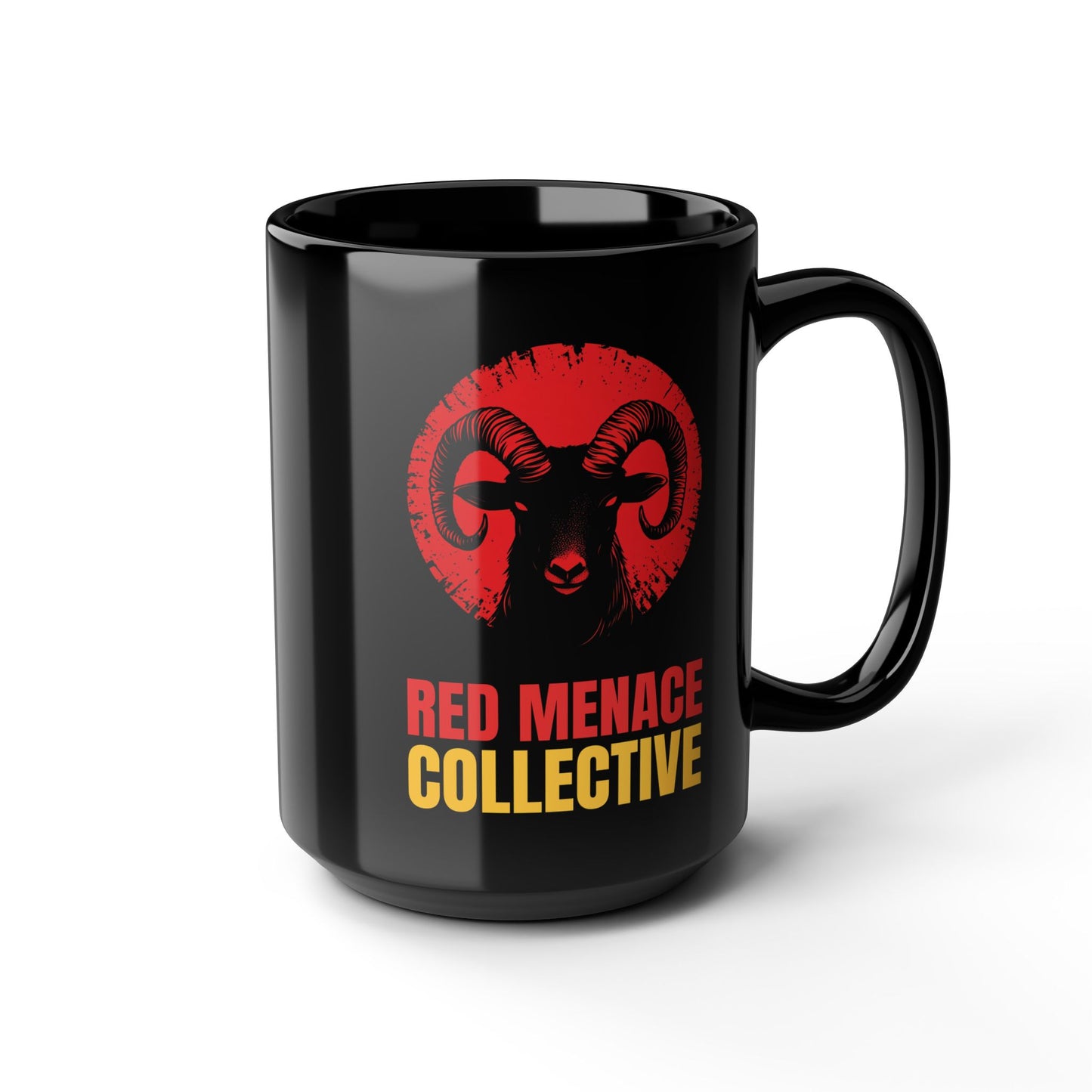 Red Menace Collective Ram Black Mug - 15oz Ceramic Coffee Cup