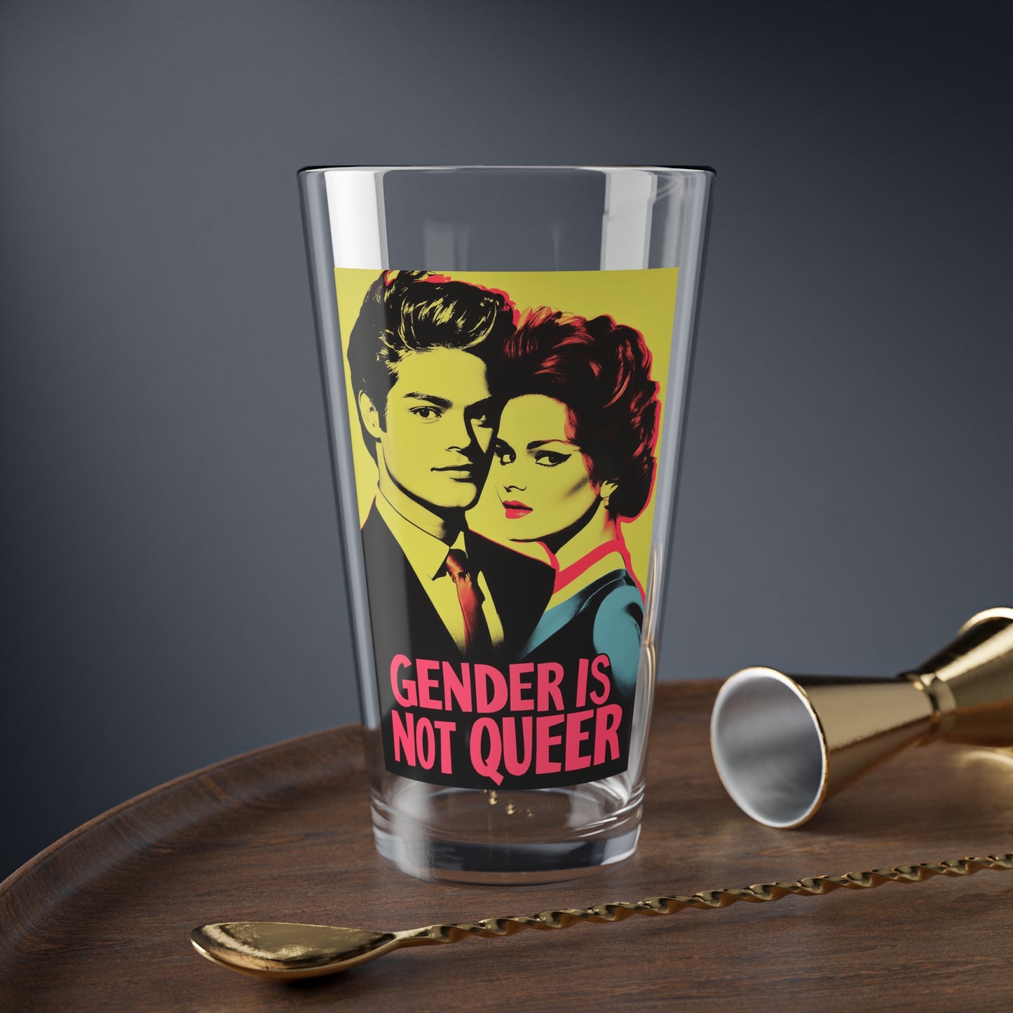 Gender is Not Queer Pint Glass, 16oz