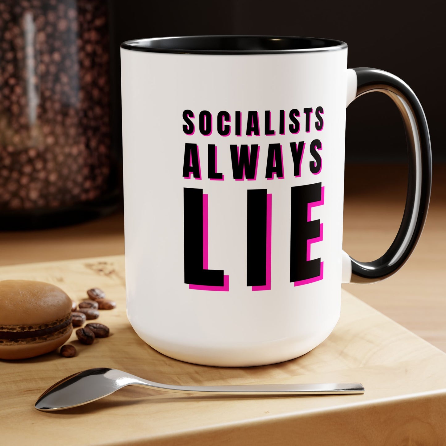 Socialists Always Lie Two-Tone Coffee Mugs, 15oz