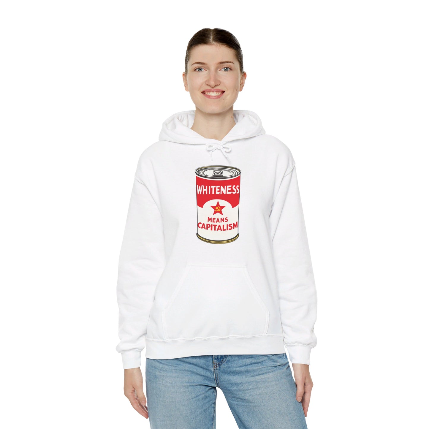 Whiteness Means Capitalism Soup Can Unisex Heavy Blend™ Hooded Sweatshirt