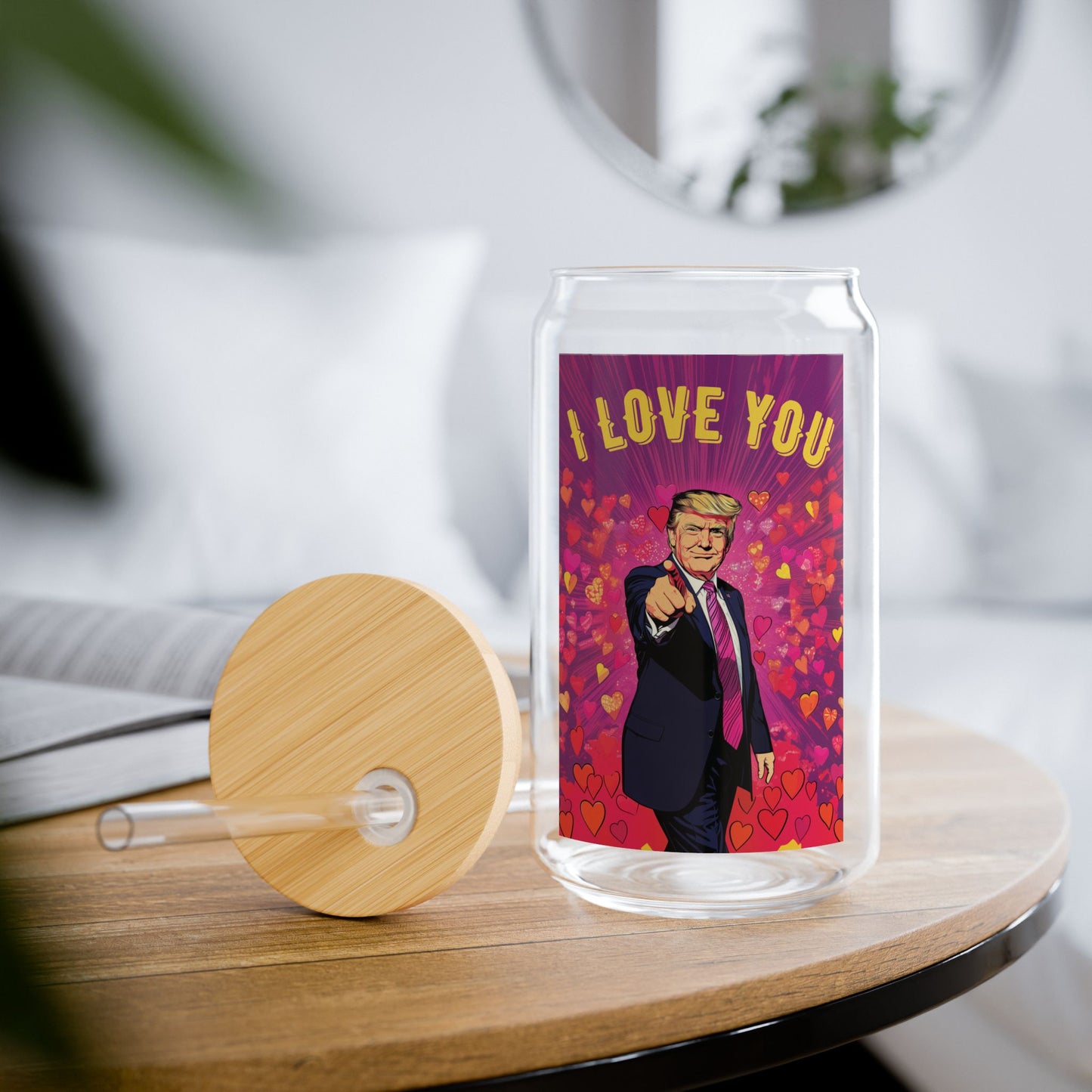 Donald Trump 'I Love You' Valentine's Day Sipper Glass, 16oz