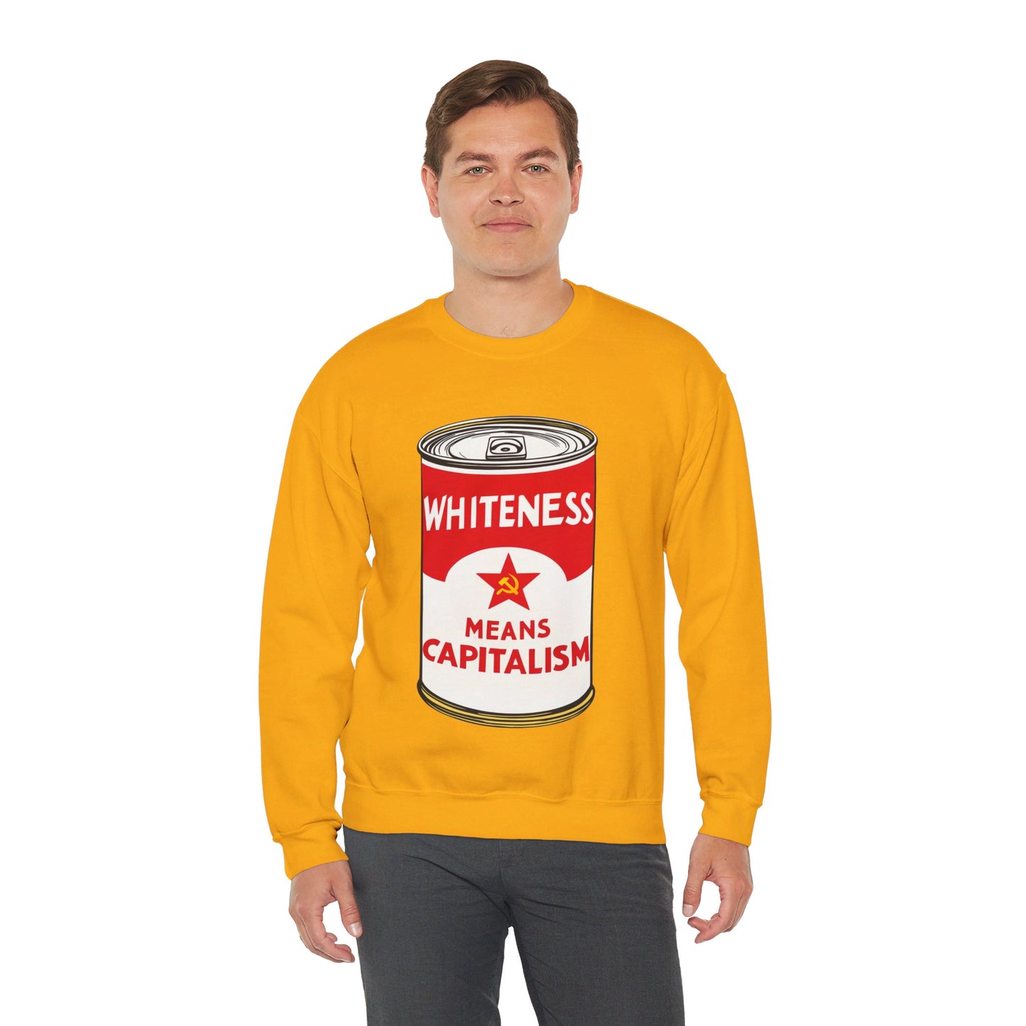 Whiteness Means Capitalism Soup Can Unisex Heavy Blend™ Crewneck Sweatshirt