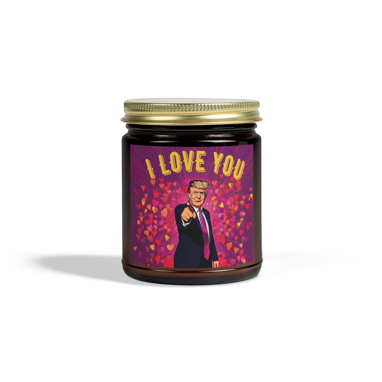 Donald Trump 'I Love You' Valentine's Day Scented Candles, Coconut Apricot Wax (4oz, 9oz)