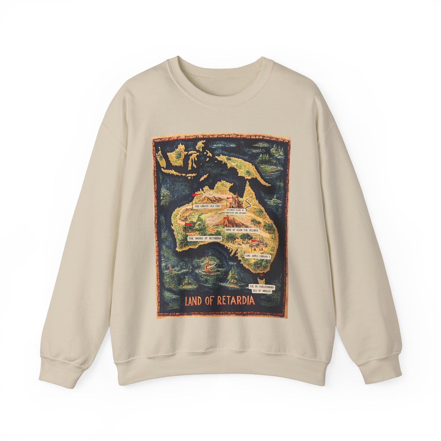 The Map of the Land of Retardia Unisex Heavy Blend™ Crewneck Sweatshirt