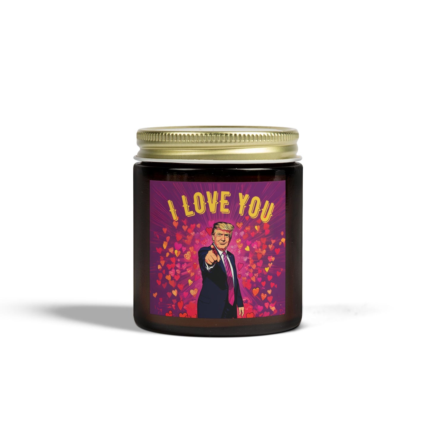 Donald Trump 'I Love You' Valentine's Day Scented Candles, Coconut Apricot Wax (4oz, 9oz)