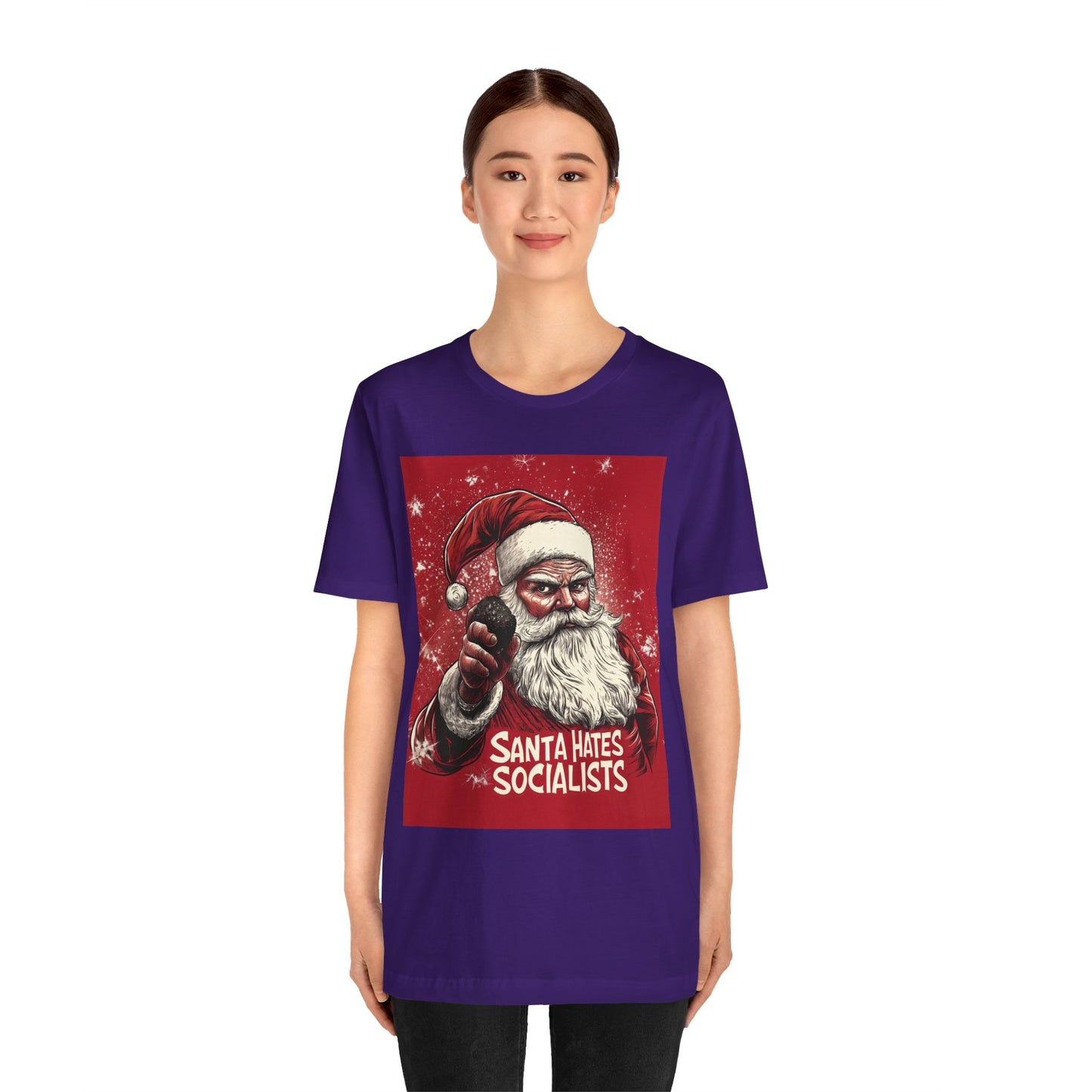 Santa Hates Socialists Unisex Jersey Short Sleeve Tee