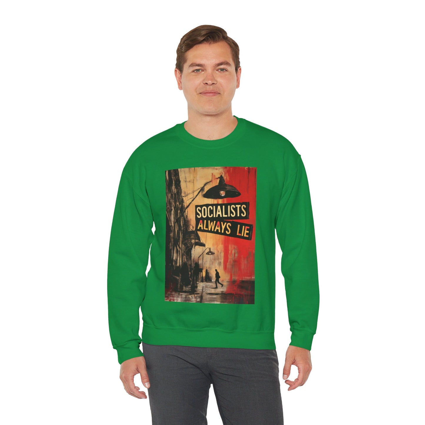 Socialists Always Lie - City Scene, Unisex Heavy Blend™ Crewneck Sweatshirt