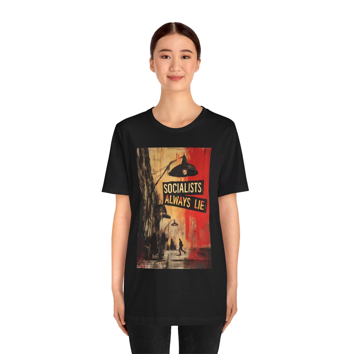 Socialists Always Lie - City Scene, Unisex Jersey Short Sleeve Tee