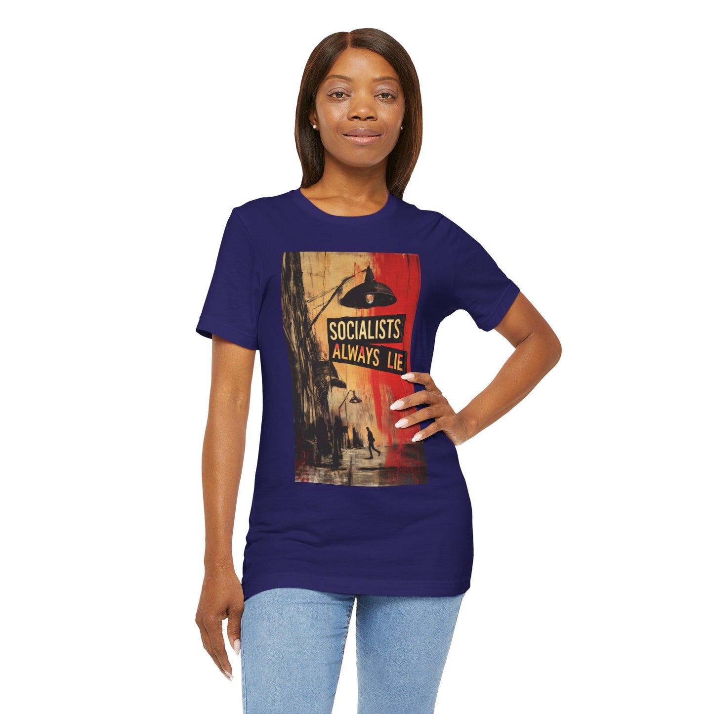 Socialists Always Lie - City Scene, Unisex Jersey Short Sleeve Tee