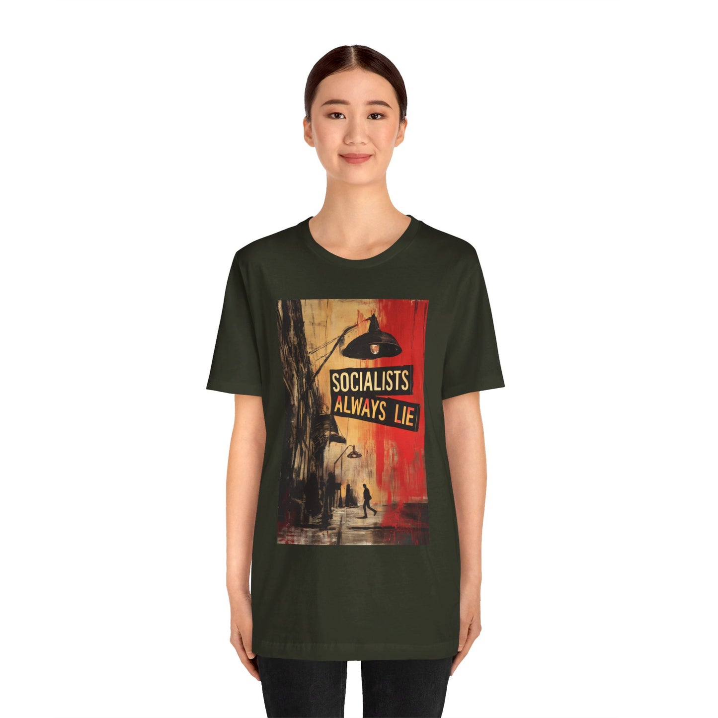 Socialists Always Lie - City Scene, Unisex Jersey Short Sleeve Tee