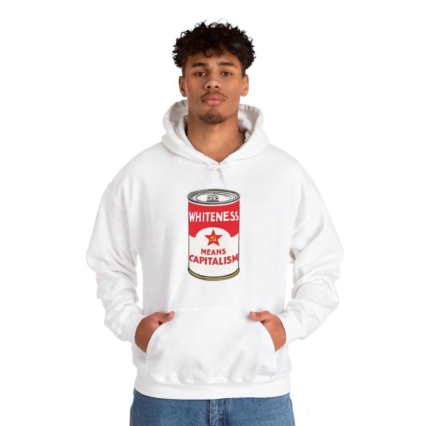 Whiteness Means Capitalism Soup Can Unisex Heavy Blend™ Hooded Sweatshirt