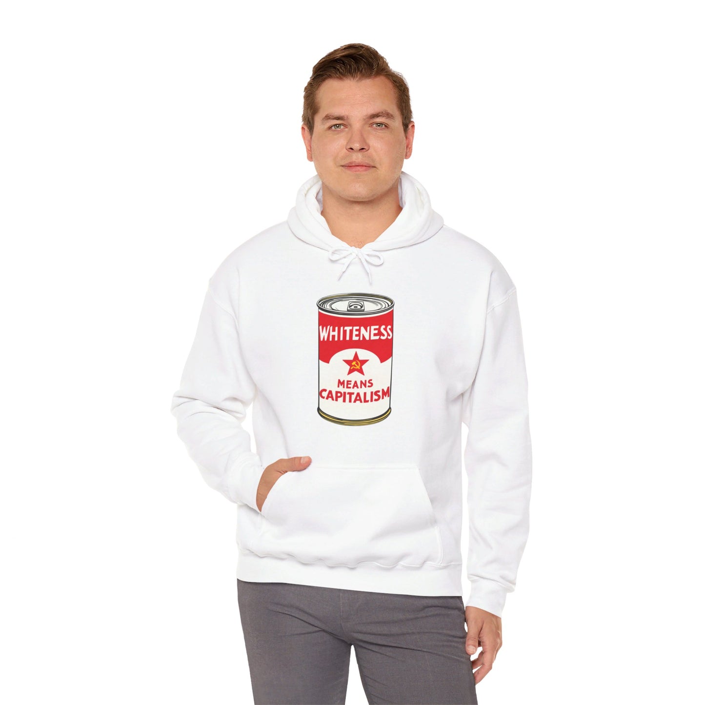 Whiteness Means Capitalism Soup Can Unisex Heavy Blend™ Hooded Sweatshirt