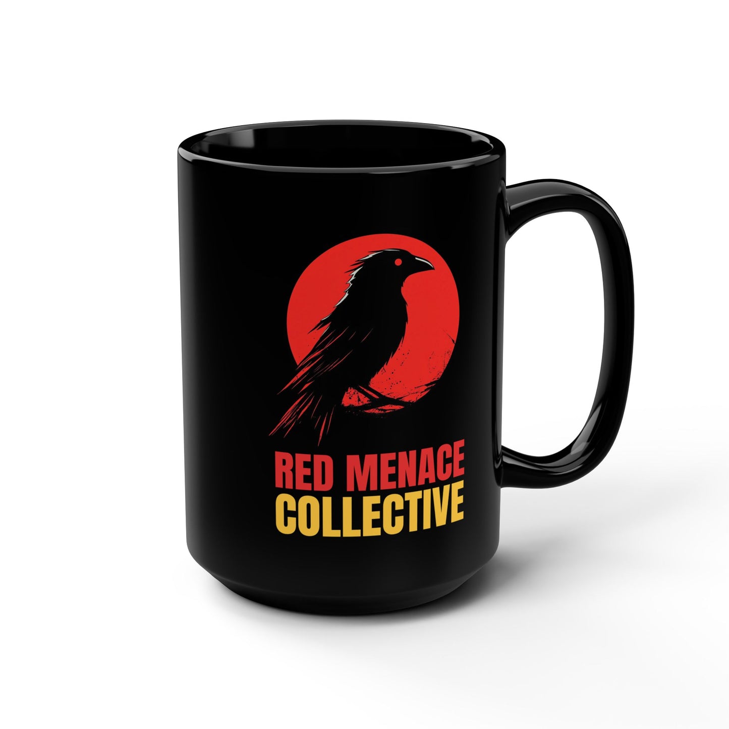 Red Menace Collective Crow Black Mug - 15oz Stylish Coffee Cup for Art Enthusiasts