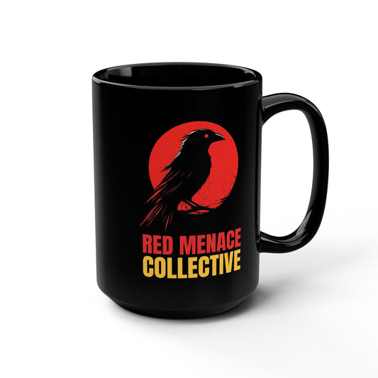 Red Menace Collective Crow Black Mug - 15oz Stylish Coffee Cup for Art Enthusiasts