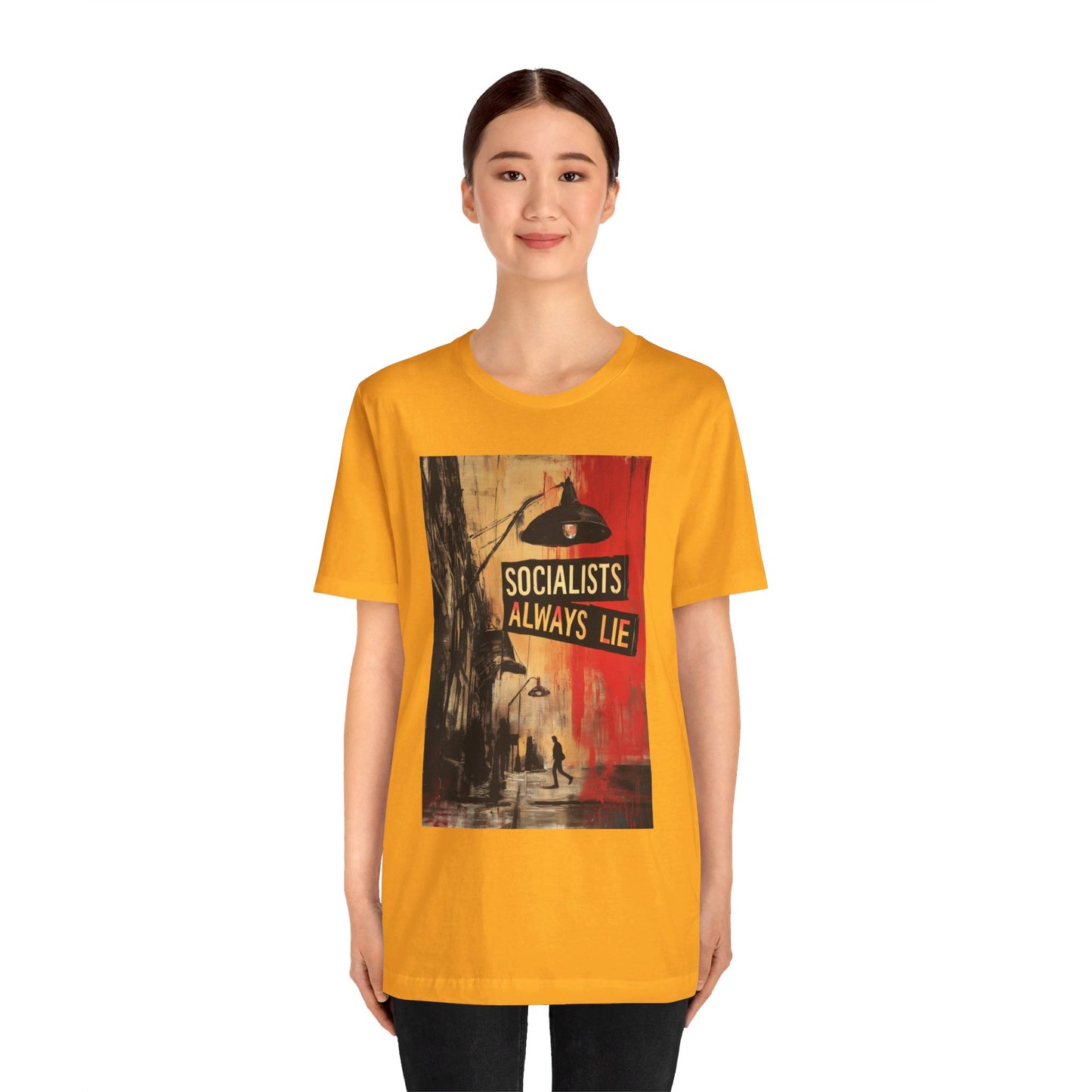 Socialists Always Lie - City Scene, Unisex Jersey Short Sleeve Tee