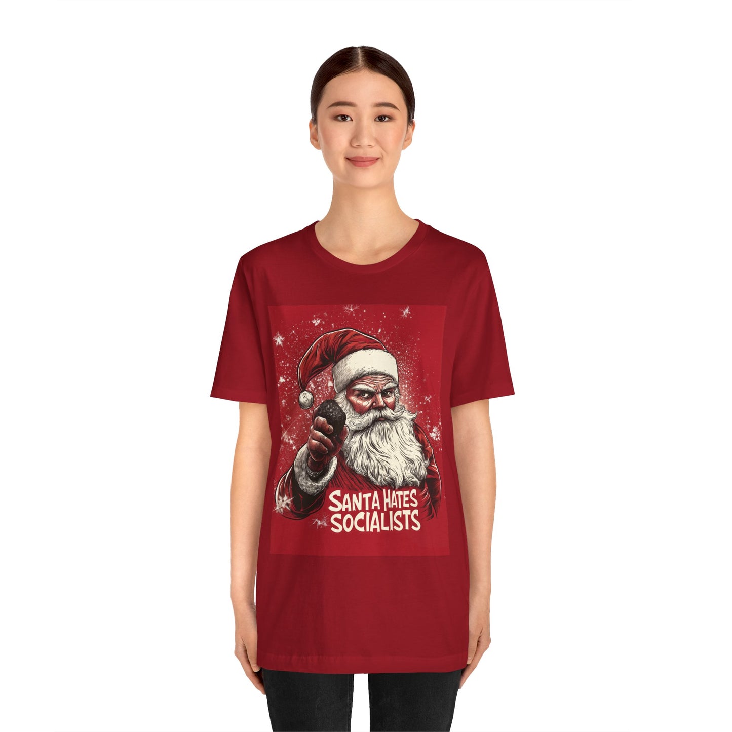 Santa Hates Socialists Unisex Jersey Short Sleeve Tee