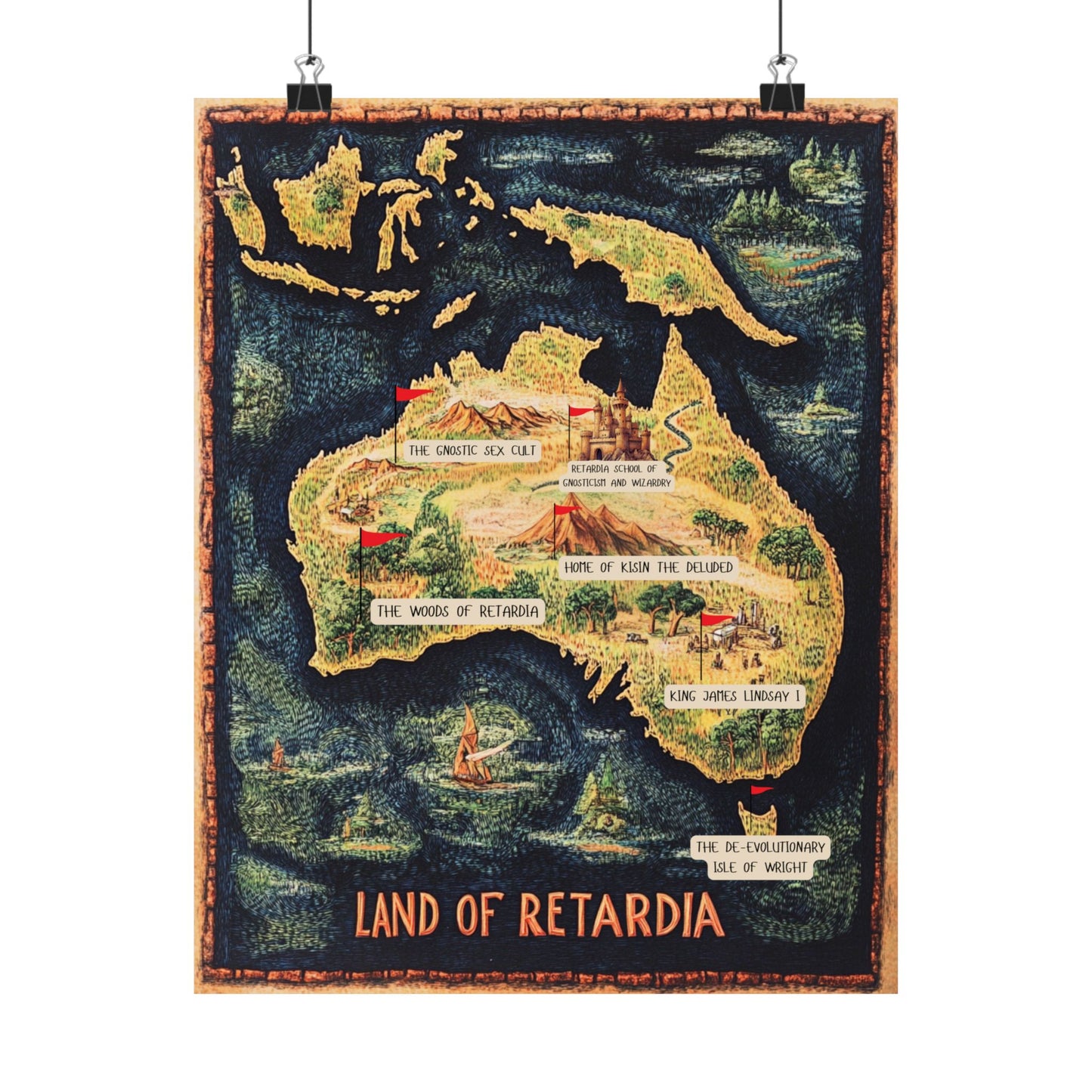 The Map of the Land of Retardia Matte Vertical Posters