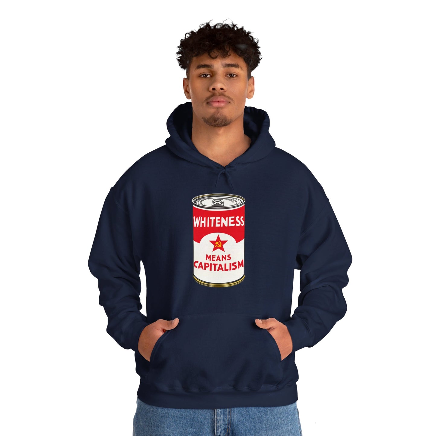 Whiteness Means Capitalism Soup Can Unisex Heavy Blend™ Hooded Sweatshirt