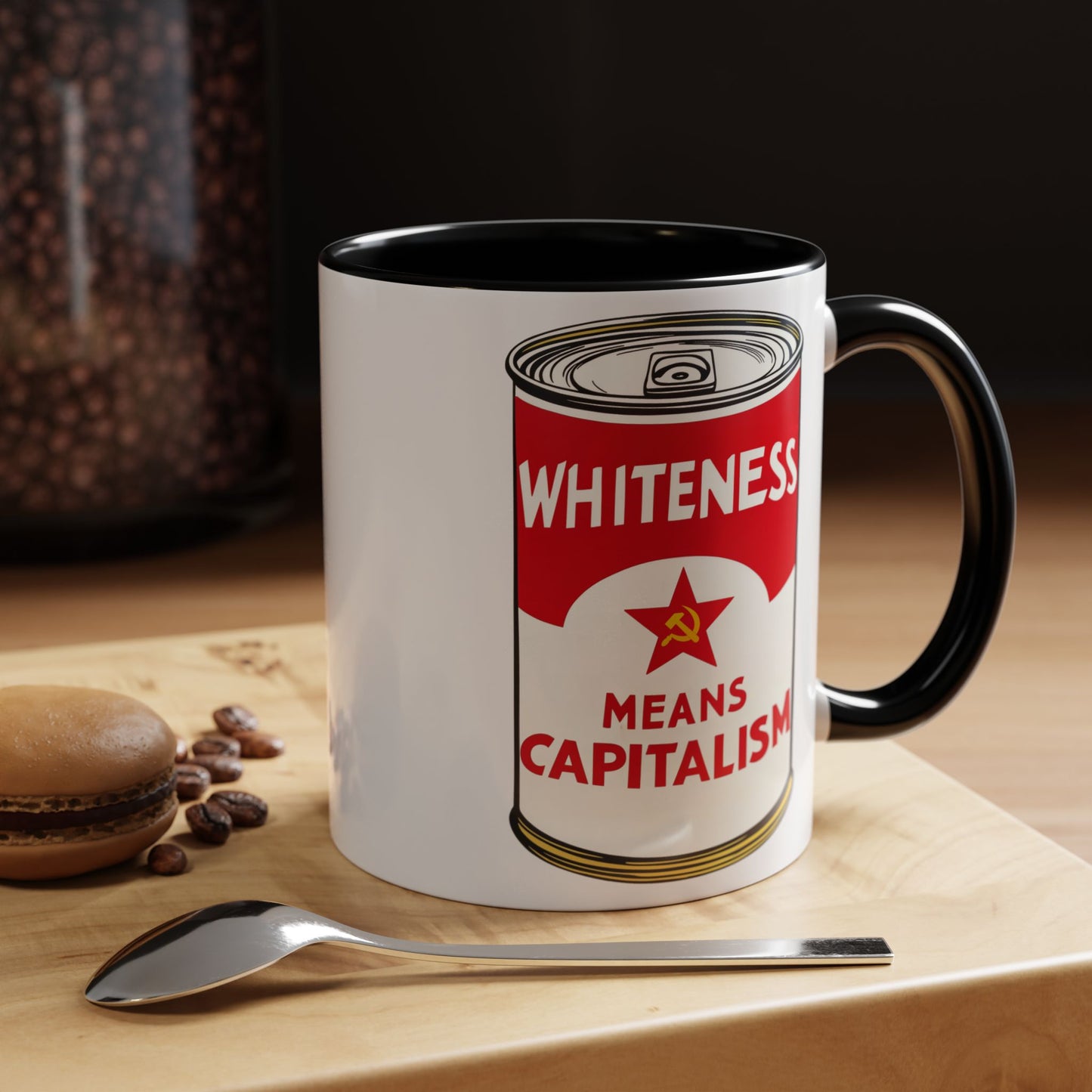 Whiteness Means Capitalism Soup Can Accent Coffee Mug (11 or 15oz)