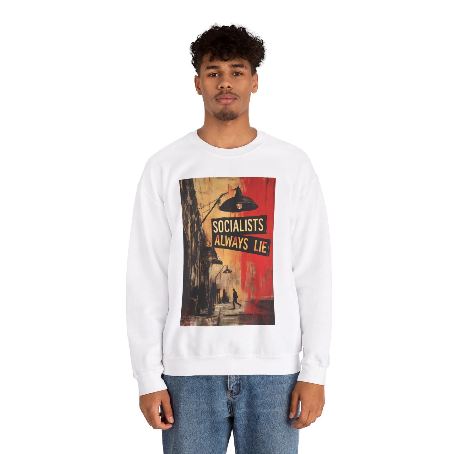 Socialists Always Lie - City Scene, Unisex Heavy Blend™ Crewneck Sweatshirt