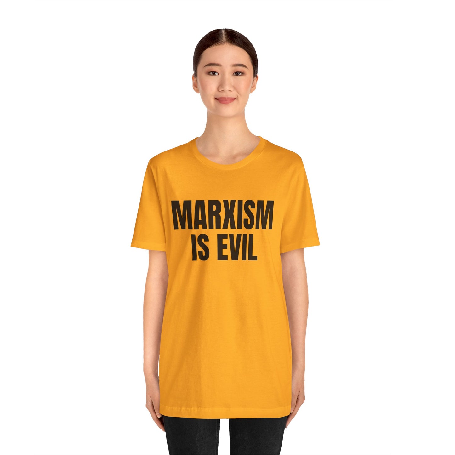 Marxism Is Evil (White/Black Font) Unisex Jersey Short Sleeve Tee