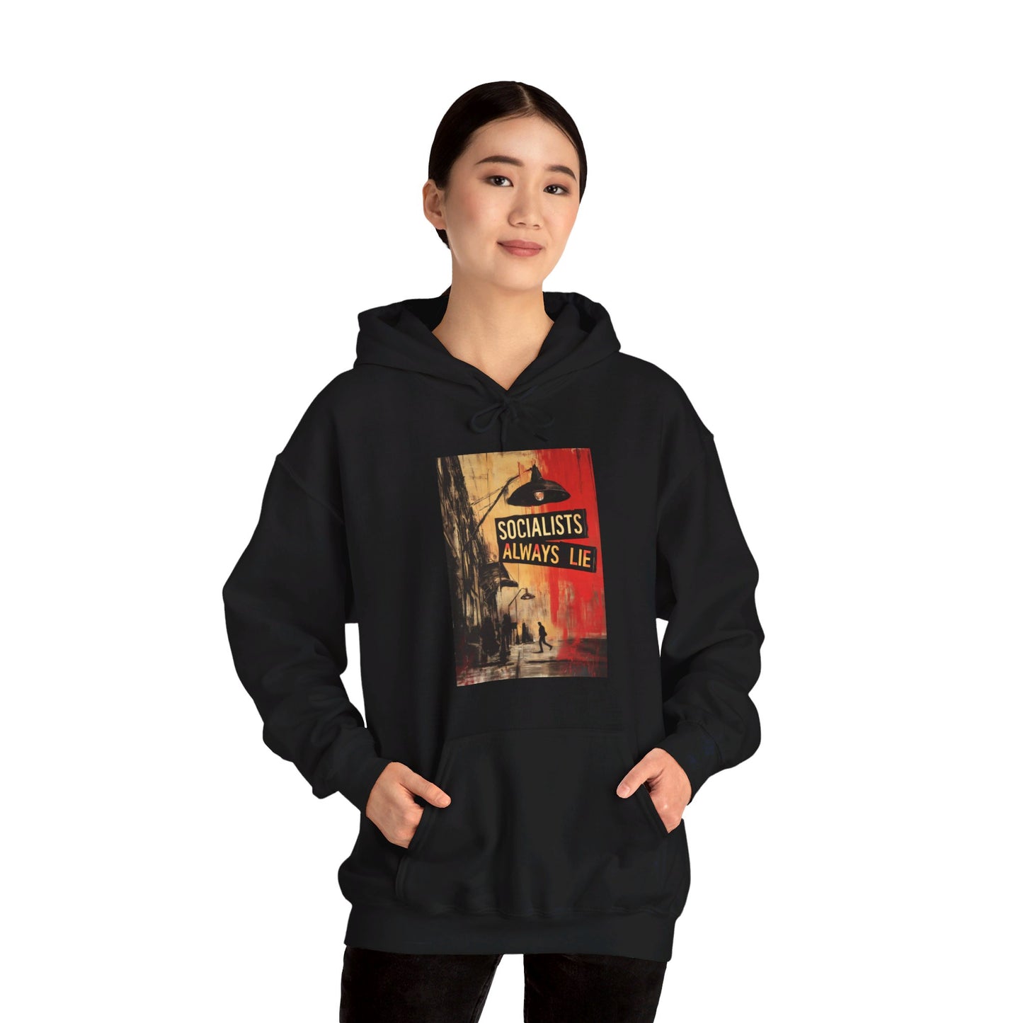 Socialists Always Lie - City Scene, Unisex Heavy Blend™ Hooded Sweatshirt