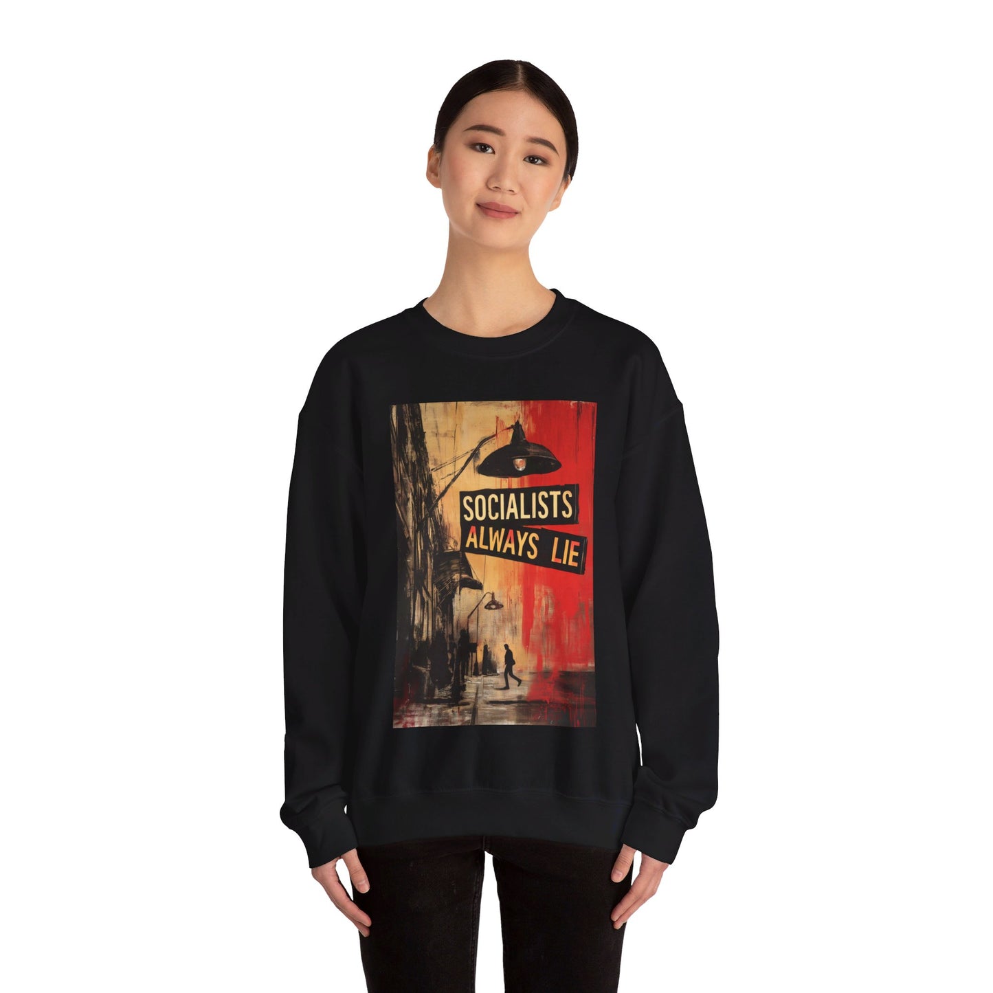 Socialists Always Lie - City Scene, Unisex Heavy Blend™ Crewneck Sweatshirt