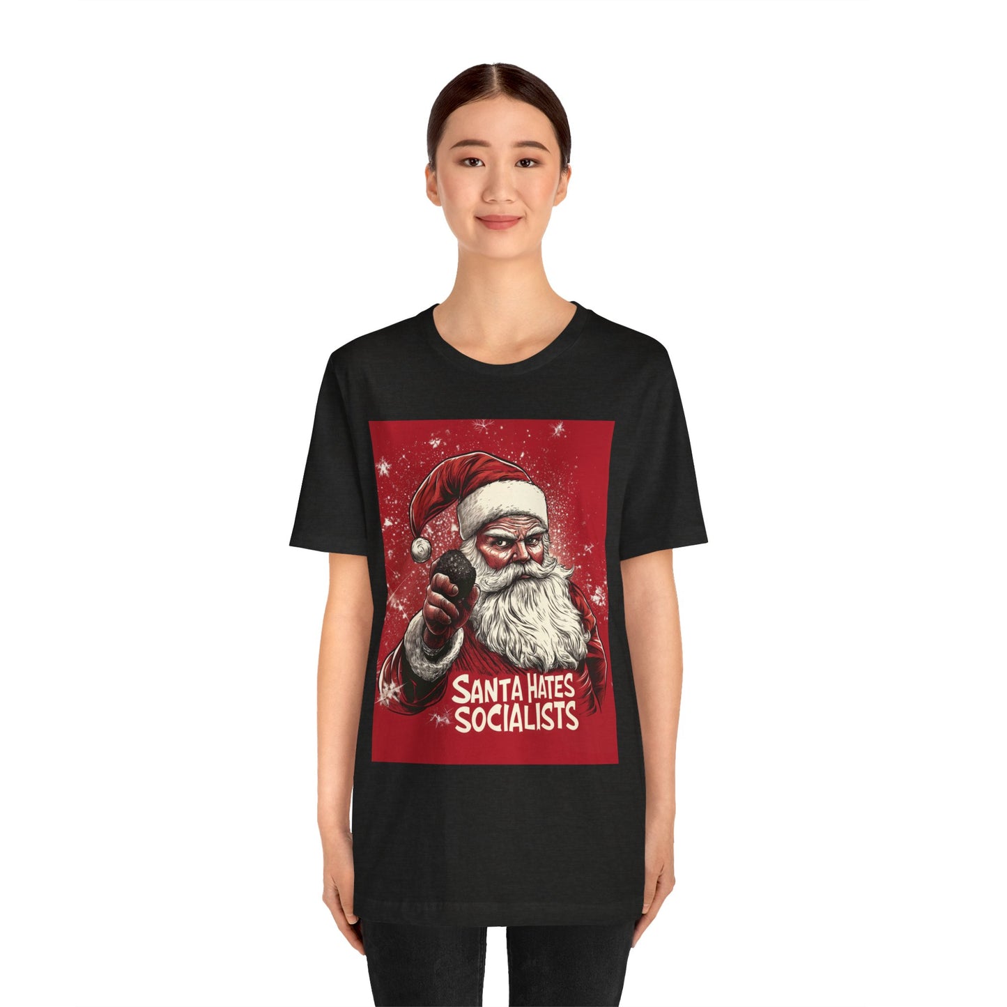 Santa Hates Socialists Unisex Jersey Short Sleeve Tee