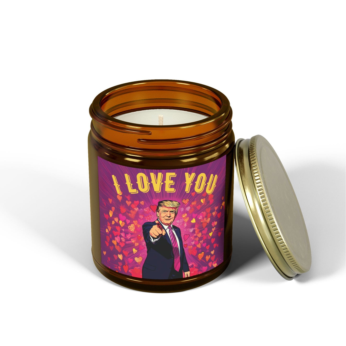 Donald Trump 'I Love You' Valentine's Day Scented Candles, Coconut Apricot Wax (4oz, 9oz)