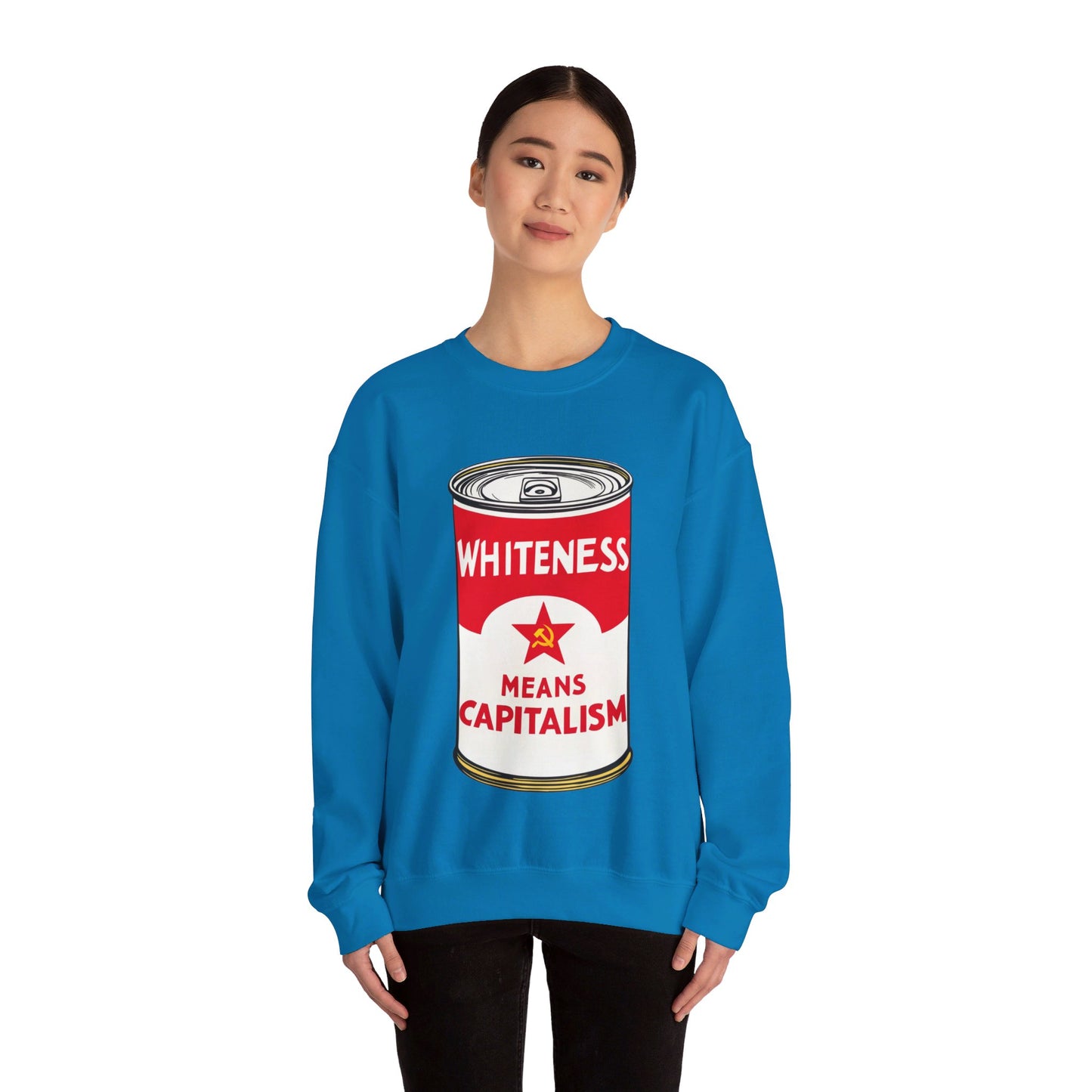 Whiteness Means Capitalism Soup Can Unisex Heavy Blend™ Crewneck Sweatshirt