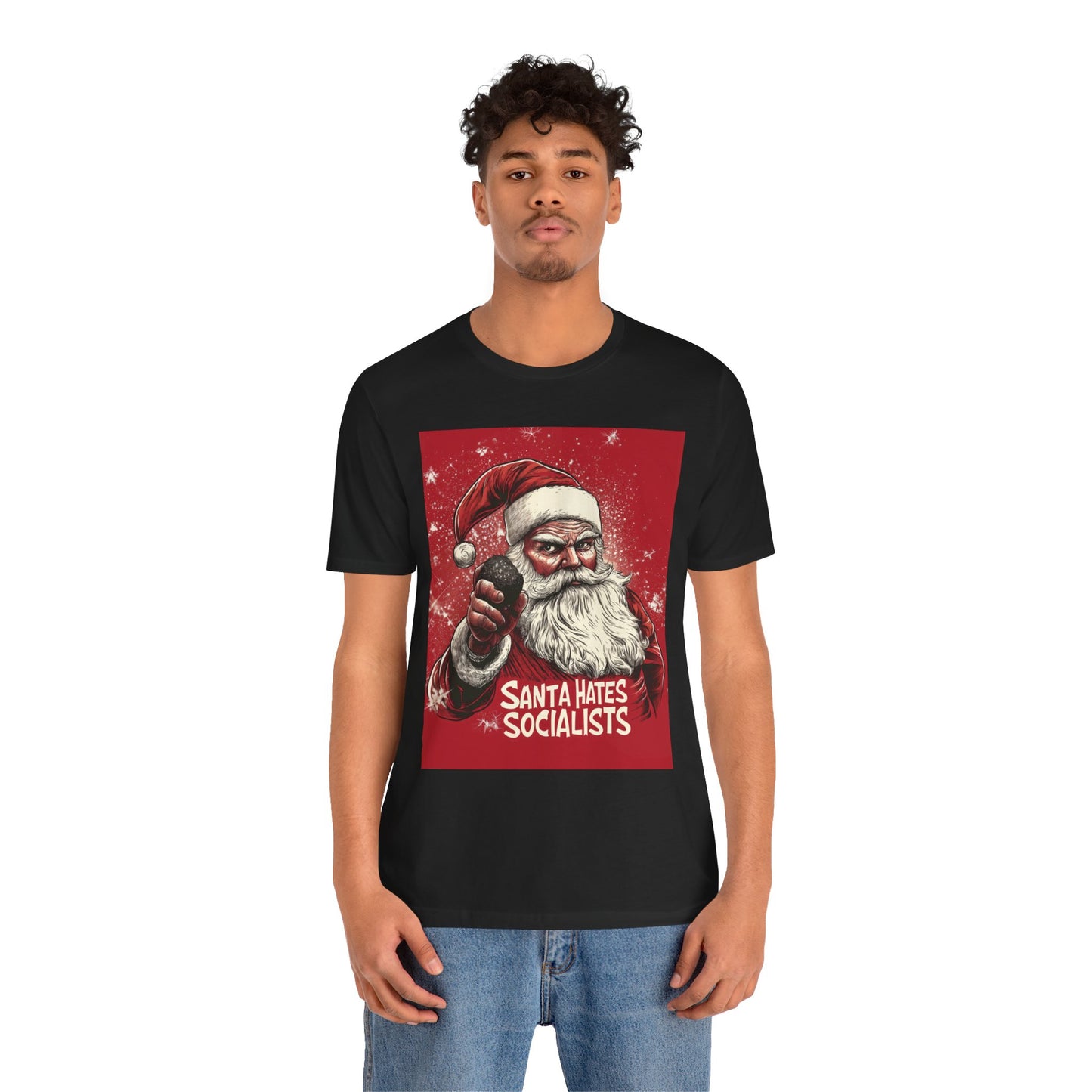 Santa Hates Socialists Unisex Jersey Short Sleeve Tee