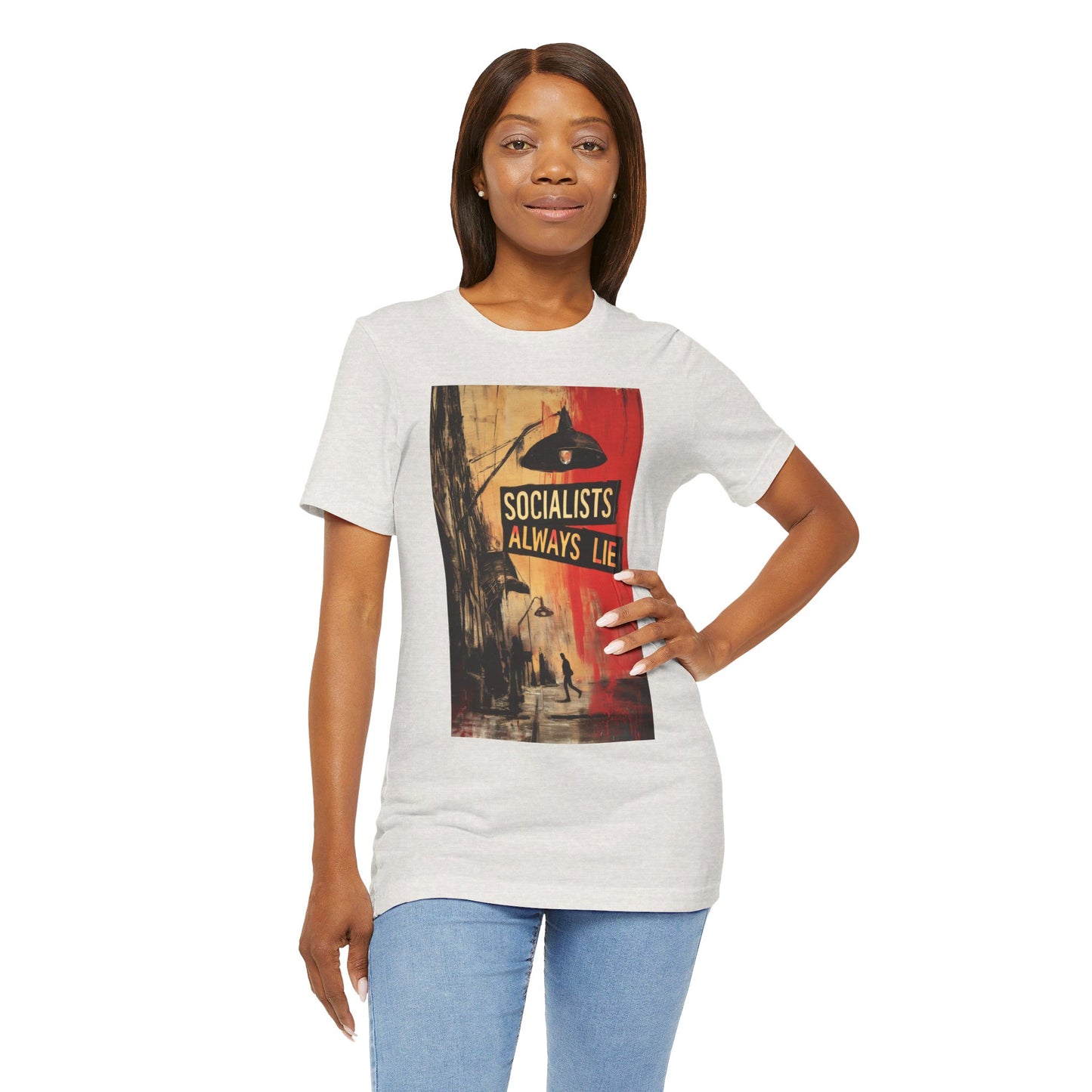 Socialists Always Lie - City Scene, Unisex Jersey Short Sleeve Tee