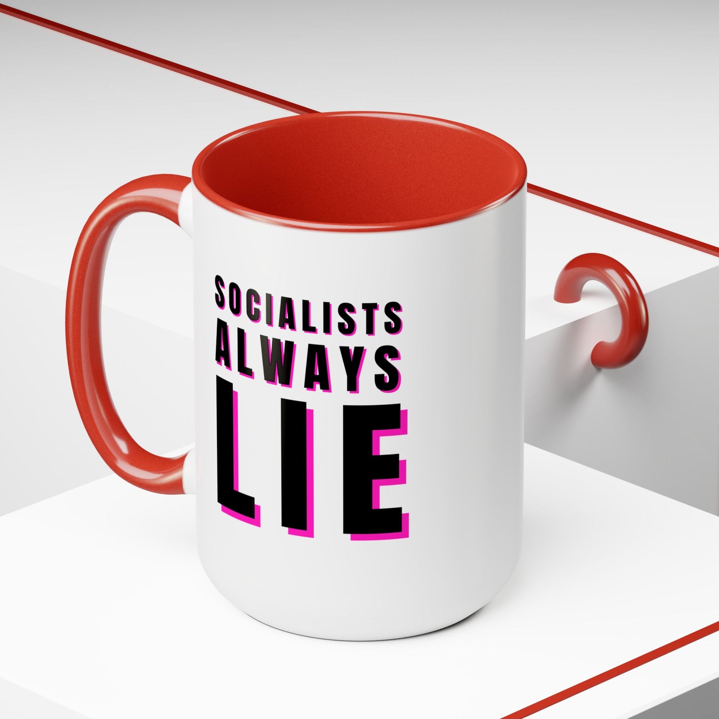 Socialists Always Lie Two-Tone Coffee Mugs, 15oz