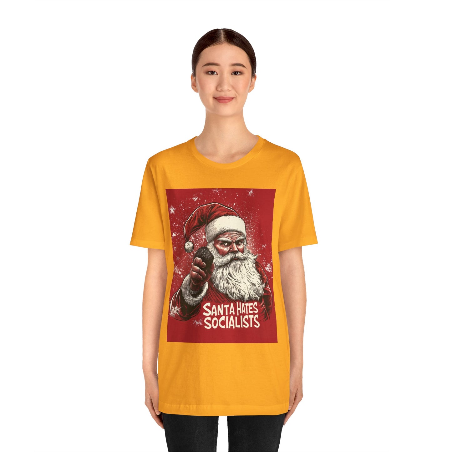 Santa Hates Socialists Unisex Jersey Short Sleeve Tee