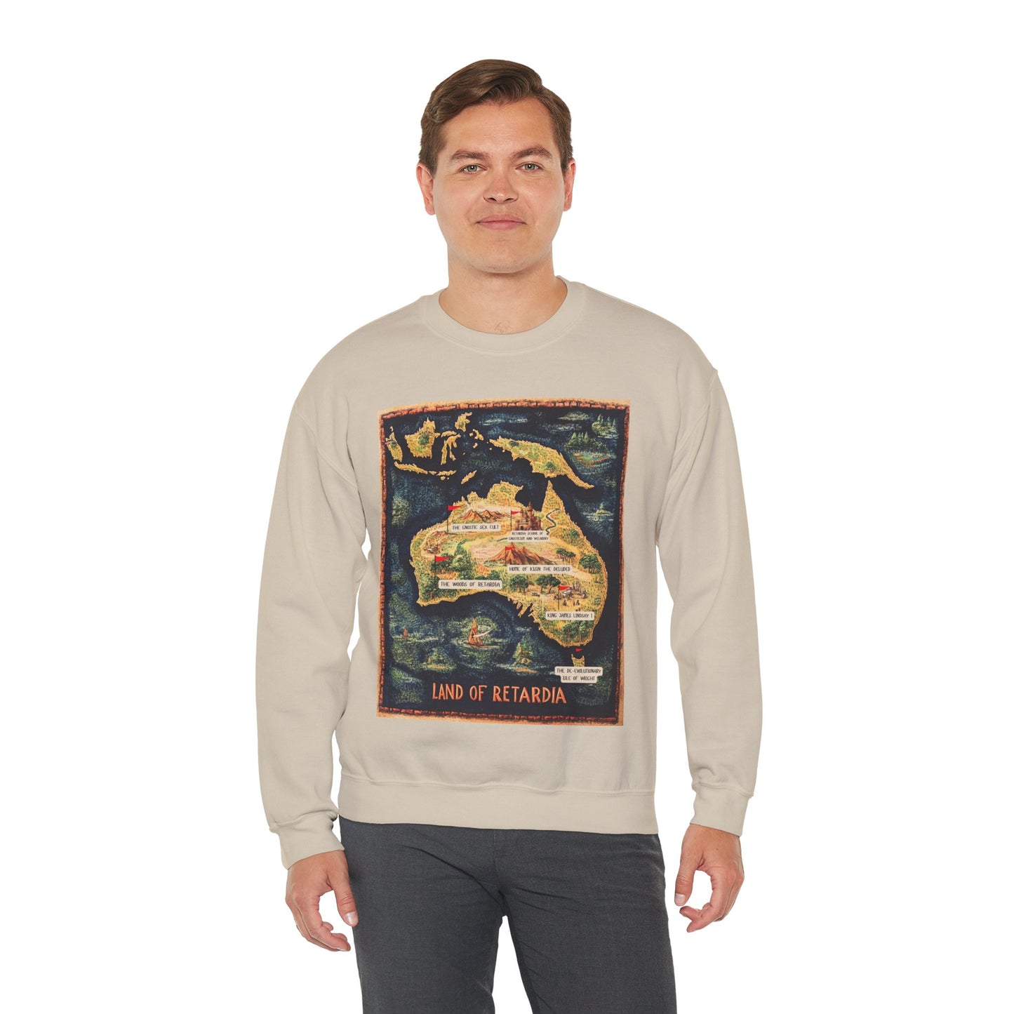 The Map of the Land of Retardia Unisex Heavy Blend™ Crewneck Sweatshirt