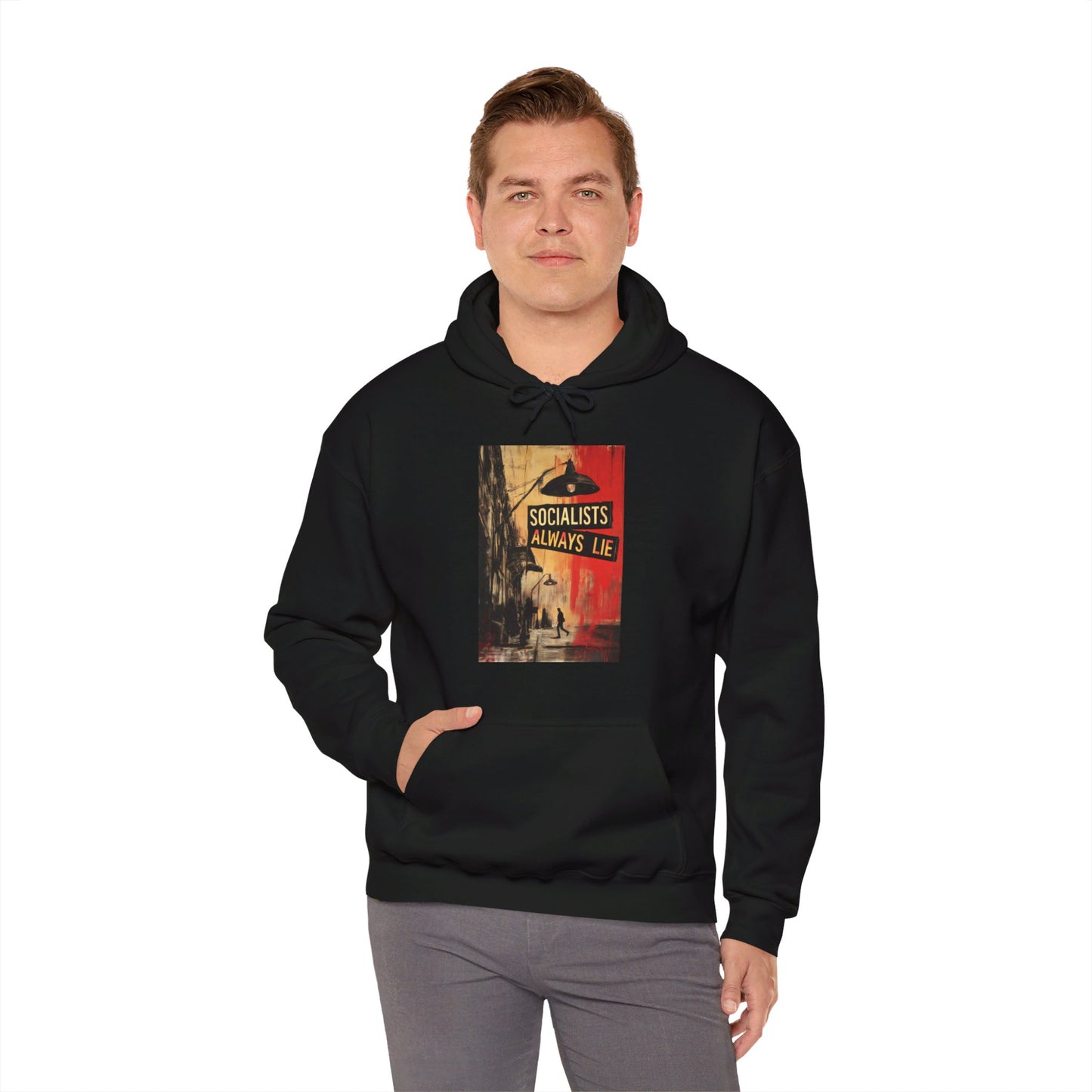 Socialists Always Lie - City Scene, Unisex Heavy Blend™ Hooded Sweatshirt