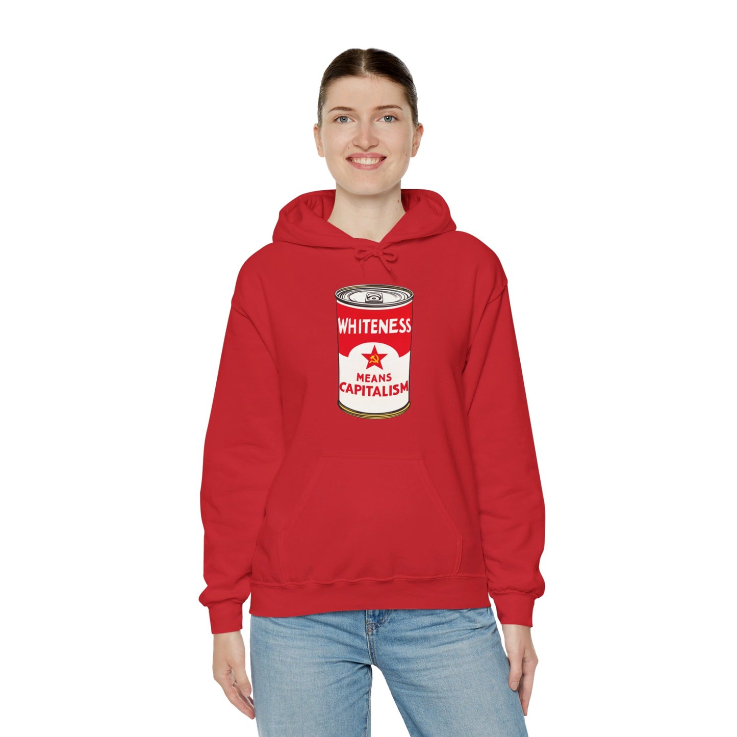 Whiteness Means Capitalism Soup Can Unisex Heavy Blend™ Hooded Sweatshirt