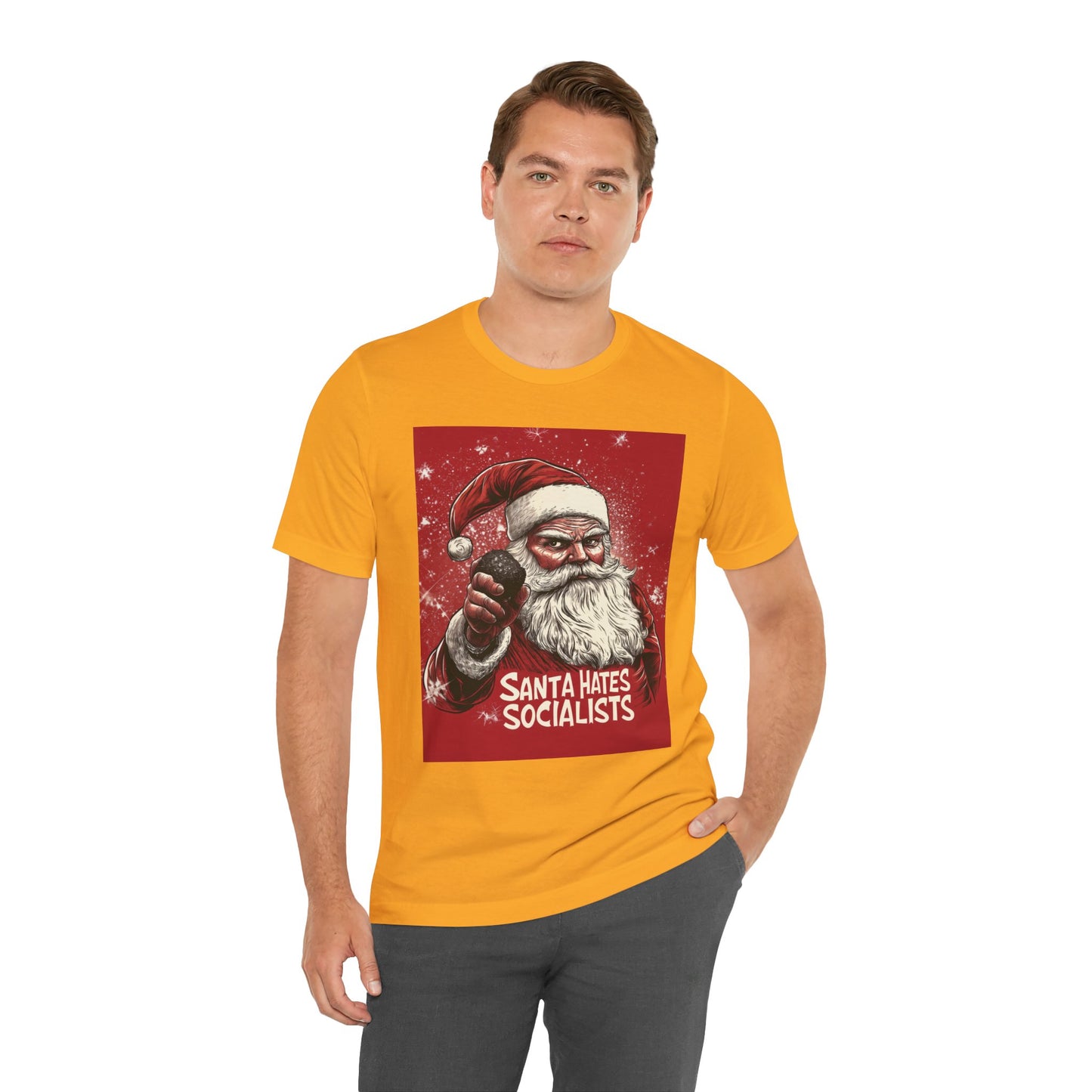 Santa Hates Socialists Unisex Jersey Short Sleeve Tee