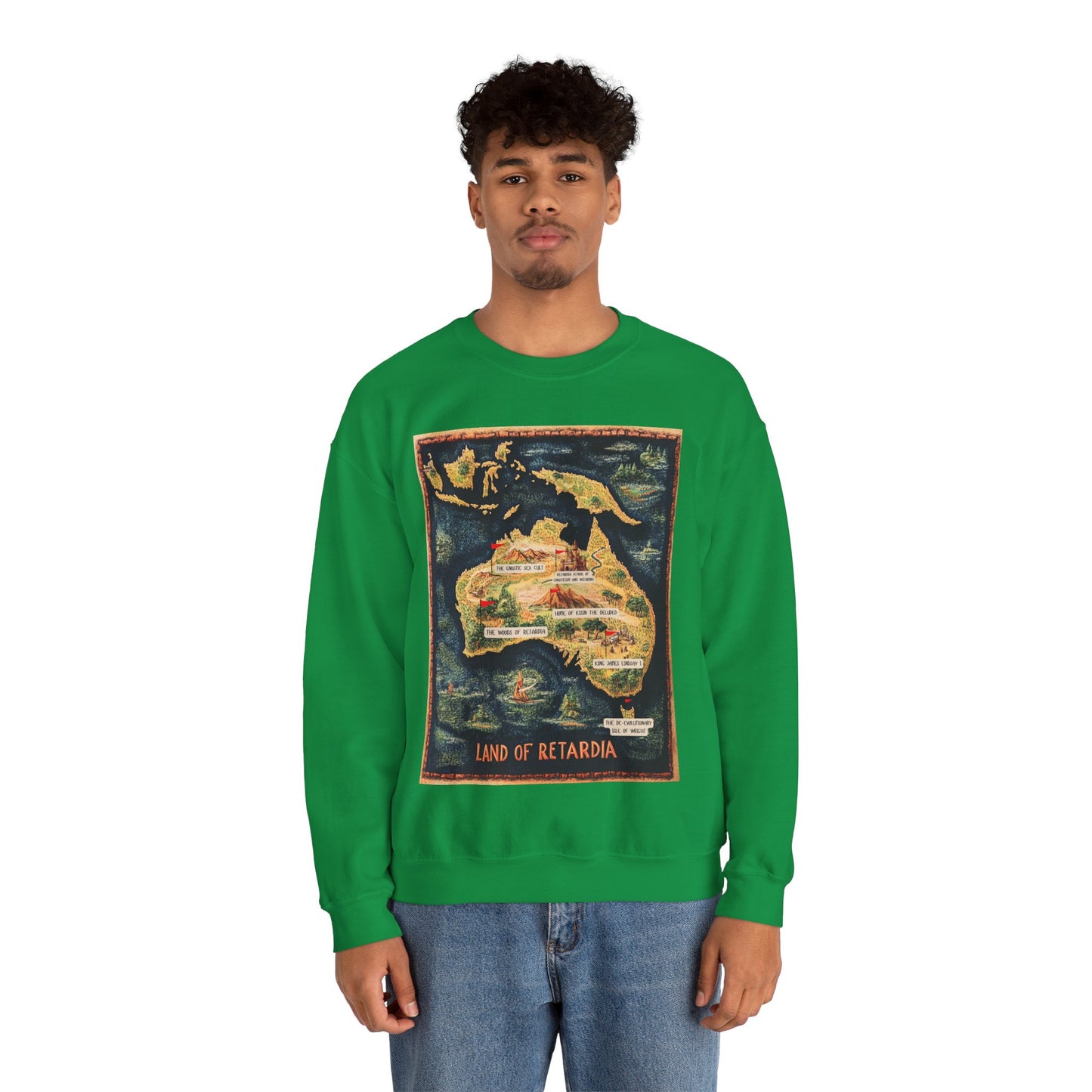 The Map of the Land of Retardia Unisex Heavy Blend™ Crewneck Sweatshirt