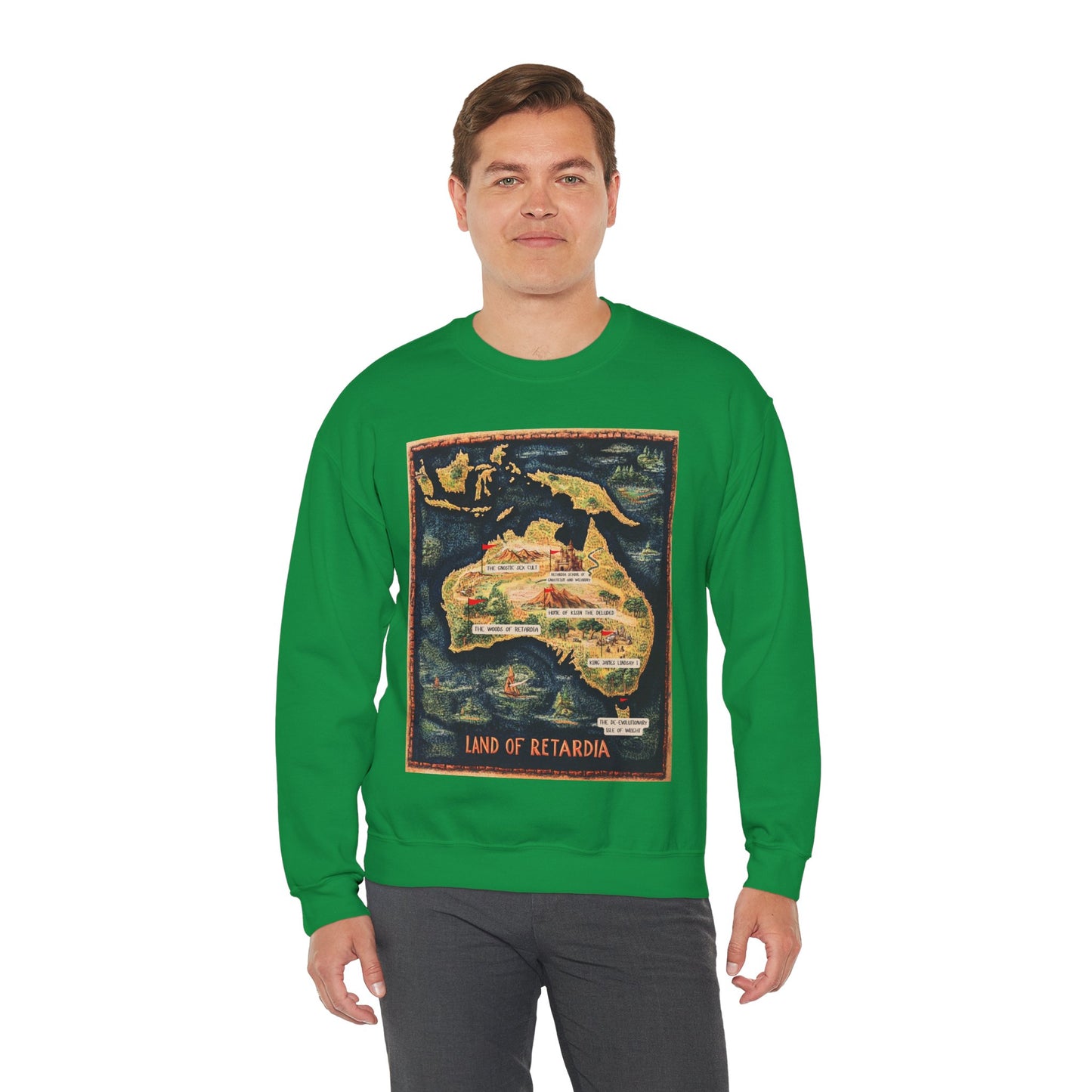 The Map of the Land of Retardia Unisex Heavy Blend™ Crewneck Sweatshirt