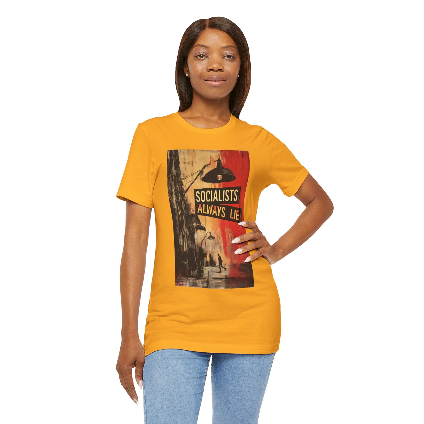 Socialists Always Lie - City Scene, Unisex Jersey Short Sleeve Tee