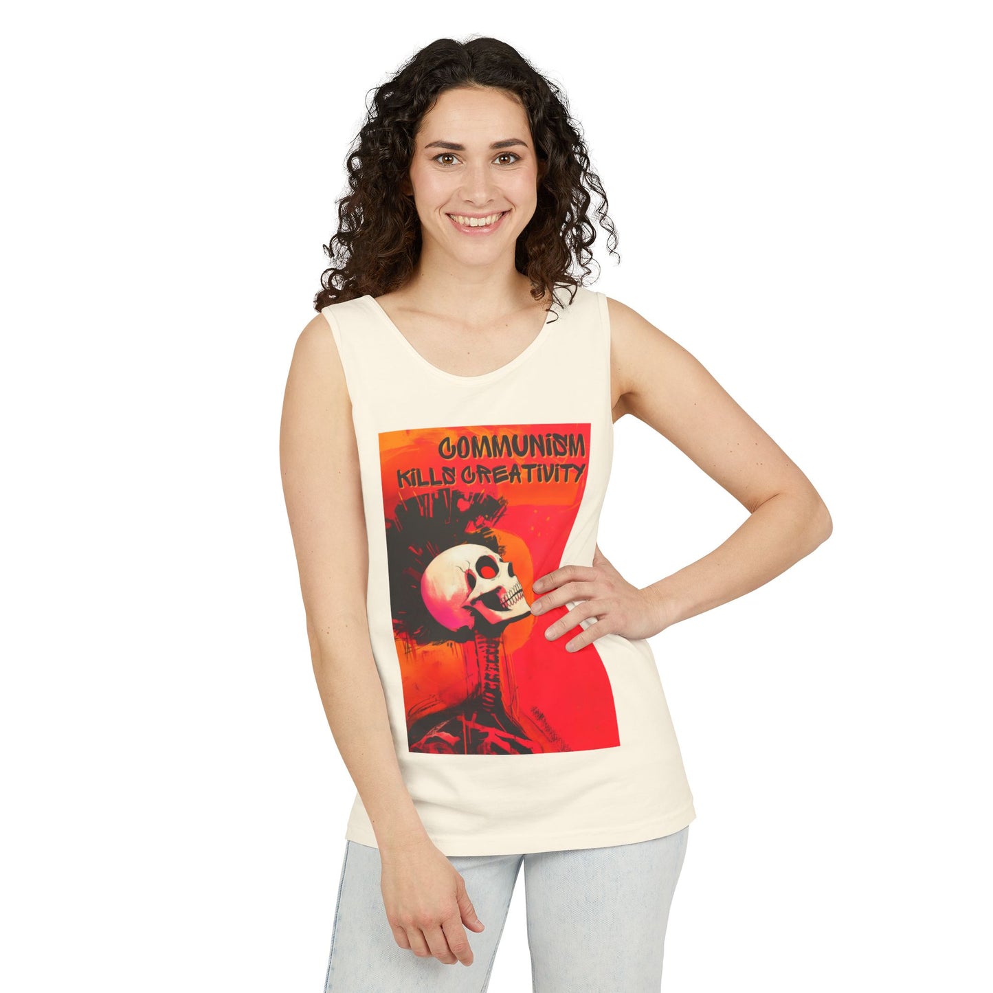 Communism Kills Creativity Unisex Garment-Dyed Tank Top