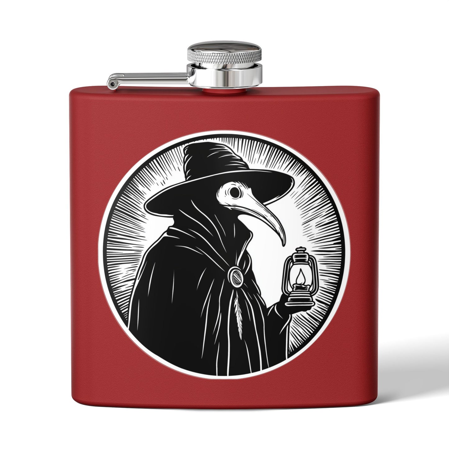Decode The Left Plague Doctor Flask - 6oz Stainless Steel Hip Flask