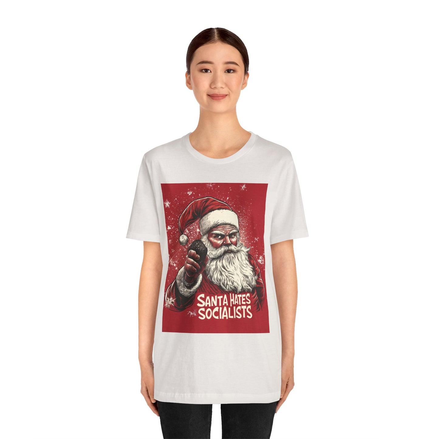 Santa Hates Socialists Unisex Jersey Short Sleeve Tee